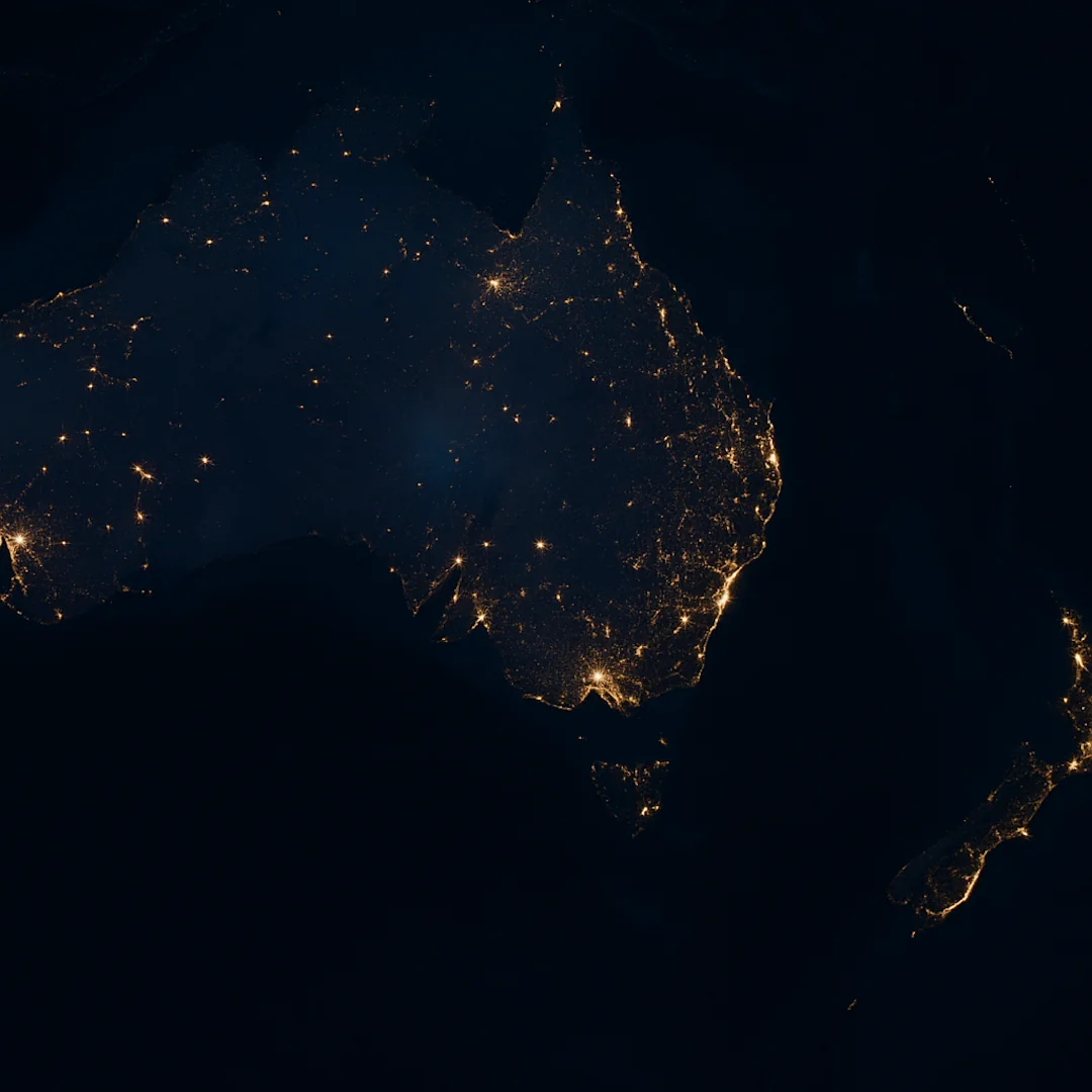 Australia & New Zealand at night